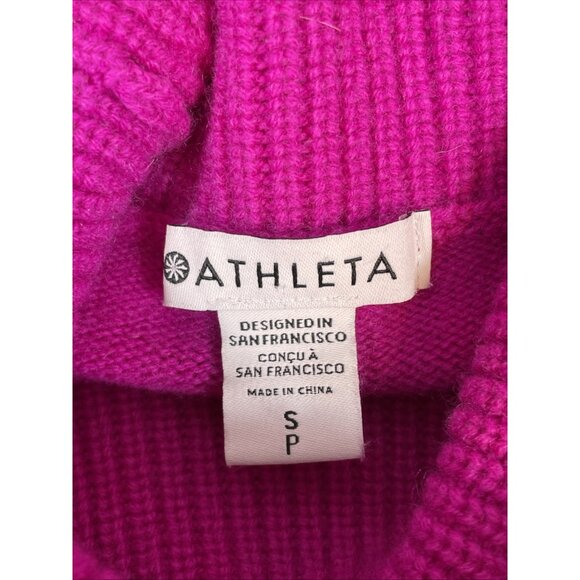 Athleta Wool Cashmere Aspen Turtleneck Sweater Womens Size Small Hot Pink - Picture 8 of 15